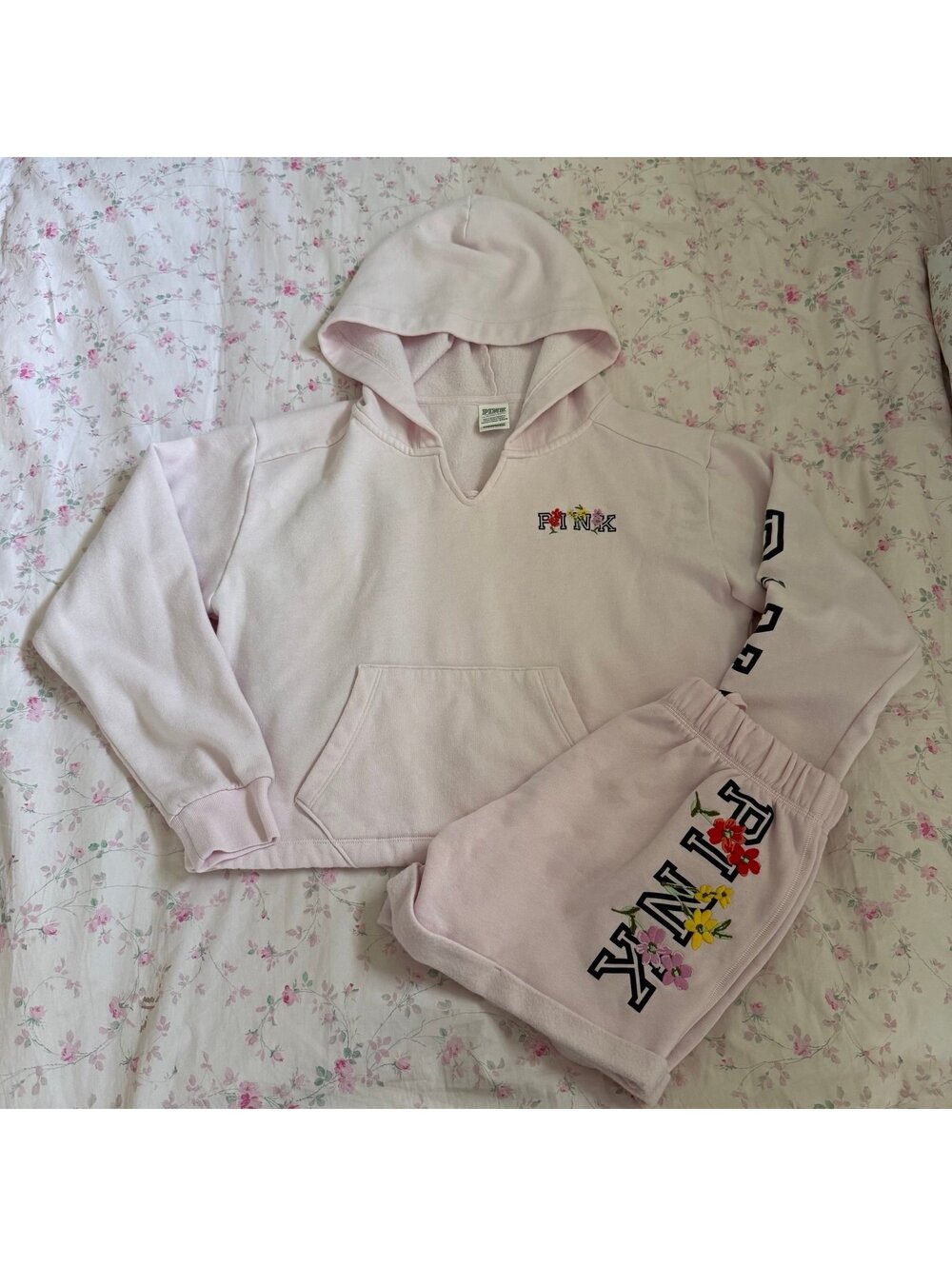 PINK Victoria’s Secret Embroidered Floral Set